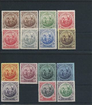 Barbados 1916 - 19 Set Of 11 And 1918 - 20 Colour Change Pair Mm Sg 181/191,  199/200