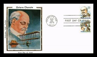 Dr Jim Stamps Us Octave Chanute Colorano Silk Fdc Cover Air Mail Combo C94a