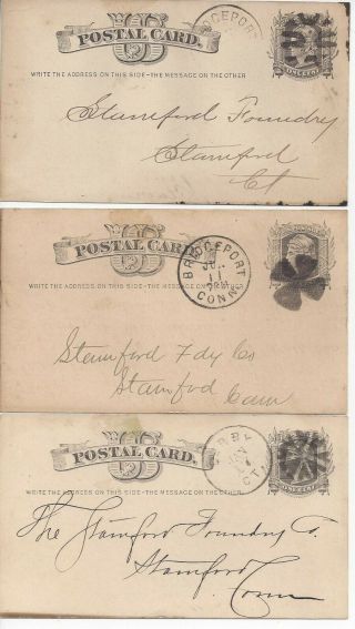 UX5 1870 ' s Bridgeport Connecticut 5 Postal Cards Covers with Fancy Cancels 2