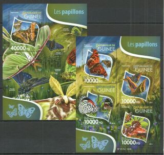 St240 2015 Guinea Butterflies Fauna Insects Kb,  Bl Mnh Stamps