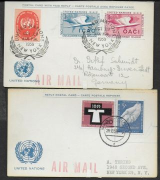 United Nations Reply Card To Germany - Un Postage With German Postmark