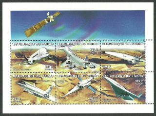 Chad 1997 Aircaft Concorde Supersonic Flight Space Sattelite M/sheet Mnh