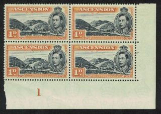Ascension Green Mountain 1v 1d Black And Orange Perf 13 Block Of 4 Type 1 Mnh