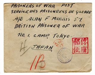 1943 (?) Gb To Gb P.  O.  W.  In Japan Censored X 2 / No.  1 Camp,  Tokyo / Contents.