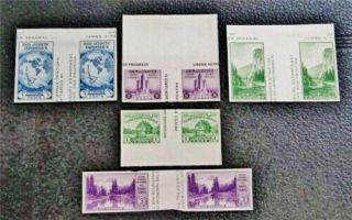 Nystamps Us Block Stamp 766 - 770 Mh Ngai $40 Pairs With Vertical Gutter Between