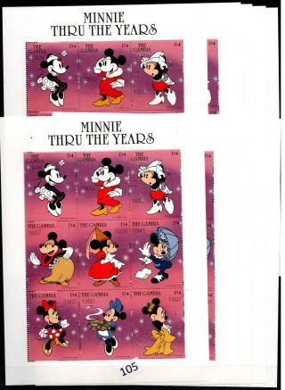 // 10x Gambia - Mnh - Disney - Cartoons - Minnie - Costumes -
