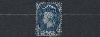 Ceylon 1863 - 66 1d Deep Blue Mh Cat £180