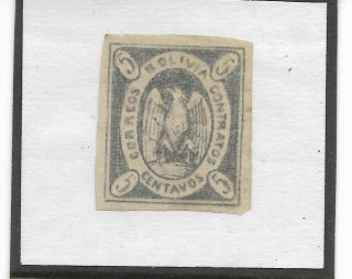 Bolivia Stamps Condor Violet 5 C Scott 3,  1868 C V $ 375.  00