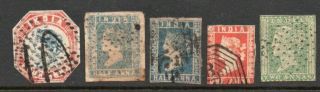 India 1854 Five Different Stamps