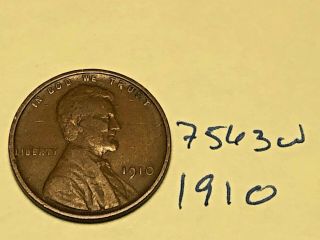 1910 1c Bn Lincoln Cent 7563w Wheat Penny Xf