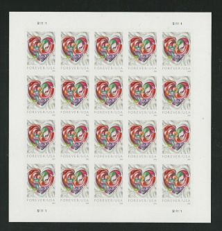 4 Panes 2016 5036 Quilled Paper Heart Pane Of 20 Regular Mnh With Die Cuts