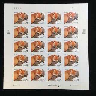 U.  S: 3036 $1.  00 Red Fox Sheet/20 Nh Og
