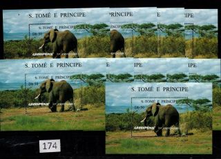 /// 10x S.  Tome - Mnh - Nature - Wild Animals - Elephants - Plants - Greenpeace