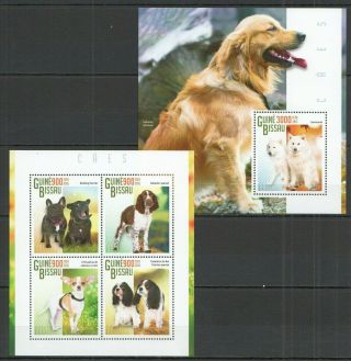 St1133 2015 Guinea - Bissau Fauna Pets Dogs Kb,  Bl Mnh Stamps