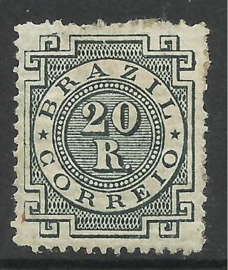 Brazil.  1884.  20 Ries Myrtle Green Numeral.  Sg: 79.  Hinged.