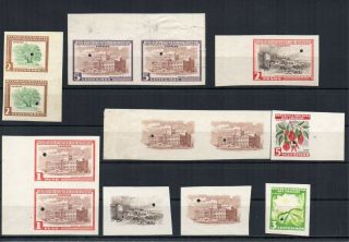 1940`s Uruguay Imperf Stamps Pairs,  Waterlow Proofs Archives,  Rarity