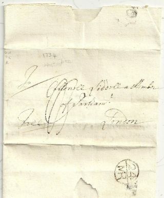 1734 R Harland York Pmk Letter Bishopmark To Col Liddell Mp London