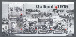 Australia - Gallipoli - Anzacs - World War I - Min Sheet 2015 - Military Fine Cto
