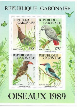 Gabon 1989 Birds Hi - Value Mini Sheet Nh