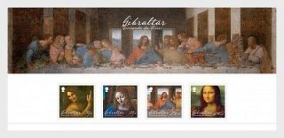 Gibraltar Ca 2019 Leonardo Da Vinci 500th Ann Mona Lisa Joconde Painting 4v Pack
