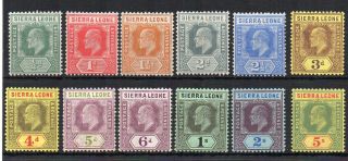 Sierra Leone 1907 - 12 Values To 5s Mh