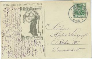 Germany 1908 Xi Turnfest Card With Special Cancel
