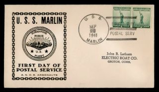 Dr Who 1941 Uss Marlin Navy Submarine First Day Postal Service C130779