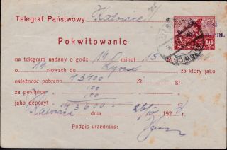 Poland 1923 Telegram Fi Ct 17