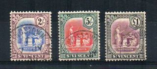 St Vincent 1924 - 28 2s,  5s And £1 Fu Cds