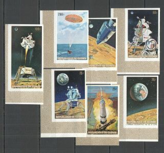 Y69 Imperforate 1969 Guinea Space First Man On The Moon Overprint 7st Mnh