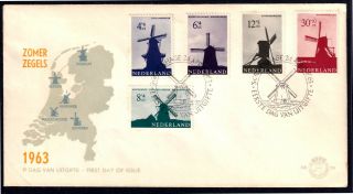Netherlands 1963 Windmill Charity Stamps Complete Set - Semi Postal Fdc -