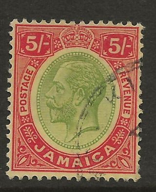 Jamaica Sg 67a 1920 Wmk Mult Crown Ca 5/ - Green & Red On Pale Yellow Fine