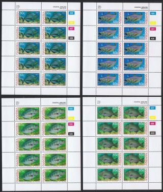 Namibia Coastal Angling Fish 4v Sheetlets Of 10 Stamps Mnh Sg 636 - 639 Sc 755 - 758
