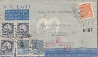 3) Brazil Ww2 German Censored Lati Airmail Cover To Holland 1941
