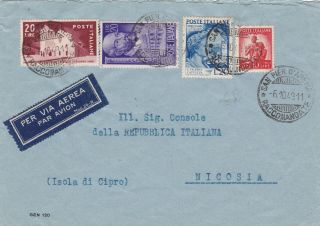 Italy 1949 Cover St.  Air Mail From Genova To Cyprus