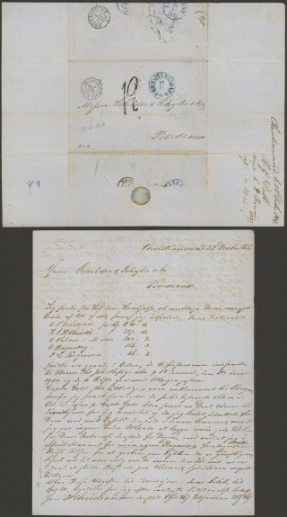 Norway 1856 - Stampless Cover Kristiansund To Bordeaux France D73