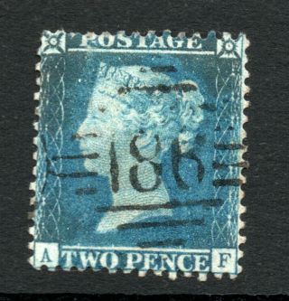 Qv 1854 - 57 Sg 35 - 2d Blue Plate 6 - State Ii Re - Entry (af) Irish Pmk Cat £ 200,
