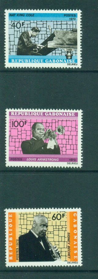 Gabon 1972 Nat King Cole,  Louis (louie) Armstrong,  Bechet,  Musicians Mnh