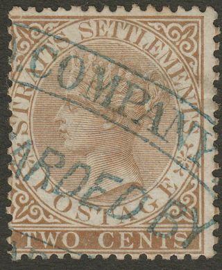 Malaya Straits Settlements 1868 Qv 2c Yel - Brown Wmk Inverted Sg11w Cat £225