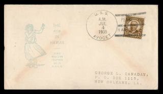 Dr Who 1935 Uss Avocet Naval Ship Pearl Harbor Hawaii July 4th Cachet E45876