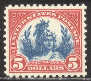 U.  S.  573 Xf/sup Nh W/cert - 1922 $5.  00 Carmine & Blue ($180)