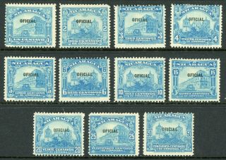 Nicaragua 1915 Blue Cathedral Oficial Overprint Complete Set B787
