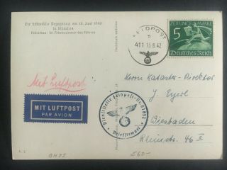 1942 Feldpost Germany Rppc Postcard Cover To Wiesbaden Newspaper Stamp Sc P1