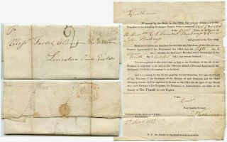 Gb 1817 Printed Letter Re Tontine Penalty,  Twopenny Unpaid In Green Exchequer
