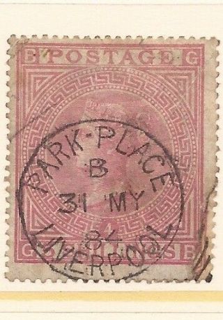 1867 - 83 Sg134 5/ - Rose Gb,  Plate 4,  Avu/gu,  Liverpool Cds,  Cv=£4,  200
