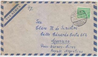 Germany Berlin 1951 Sc 9n56 On Air Cover Berlin To Acassuso,  Buenos Aires €75,