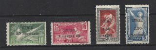 Syria 1924 Olympics Surcharges,  Scott 133 - 136 Mh,  Scv $116