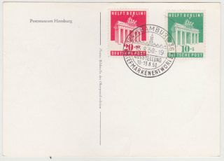 Germany 1950 (13.  8. ) Illustr.  Pc Postmuseum Hamburg Pm " Expo " Stamped Bizone 101/02