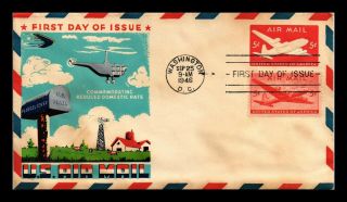 Dr Jim Stamps Us Air Mail Combo 5c Embossed Fdc Fluegel Cover Washington Dc
