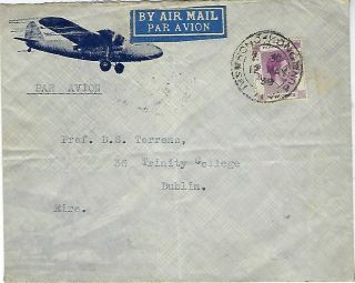 Hong Kong 1938 50c Illustrated Airmail Cover Sai Ying Pun To Dublin